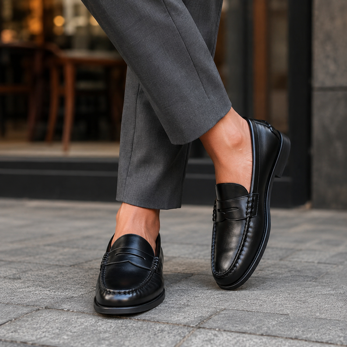 Women's Black Loafers, Classic Slip-On Flat Loafers, Black Brown or Khaki