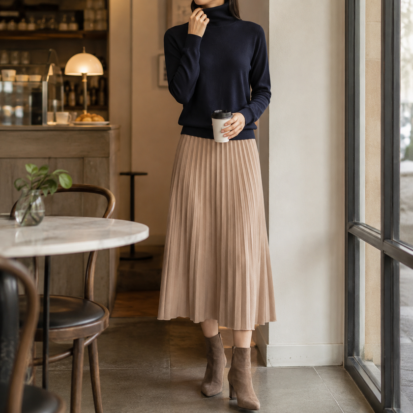 Women's Fine Knit Turtleneck Sweater, Soft Long Sleeve Pullover