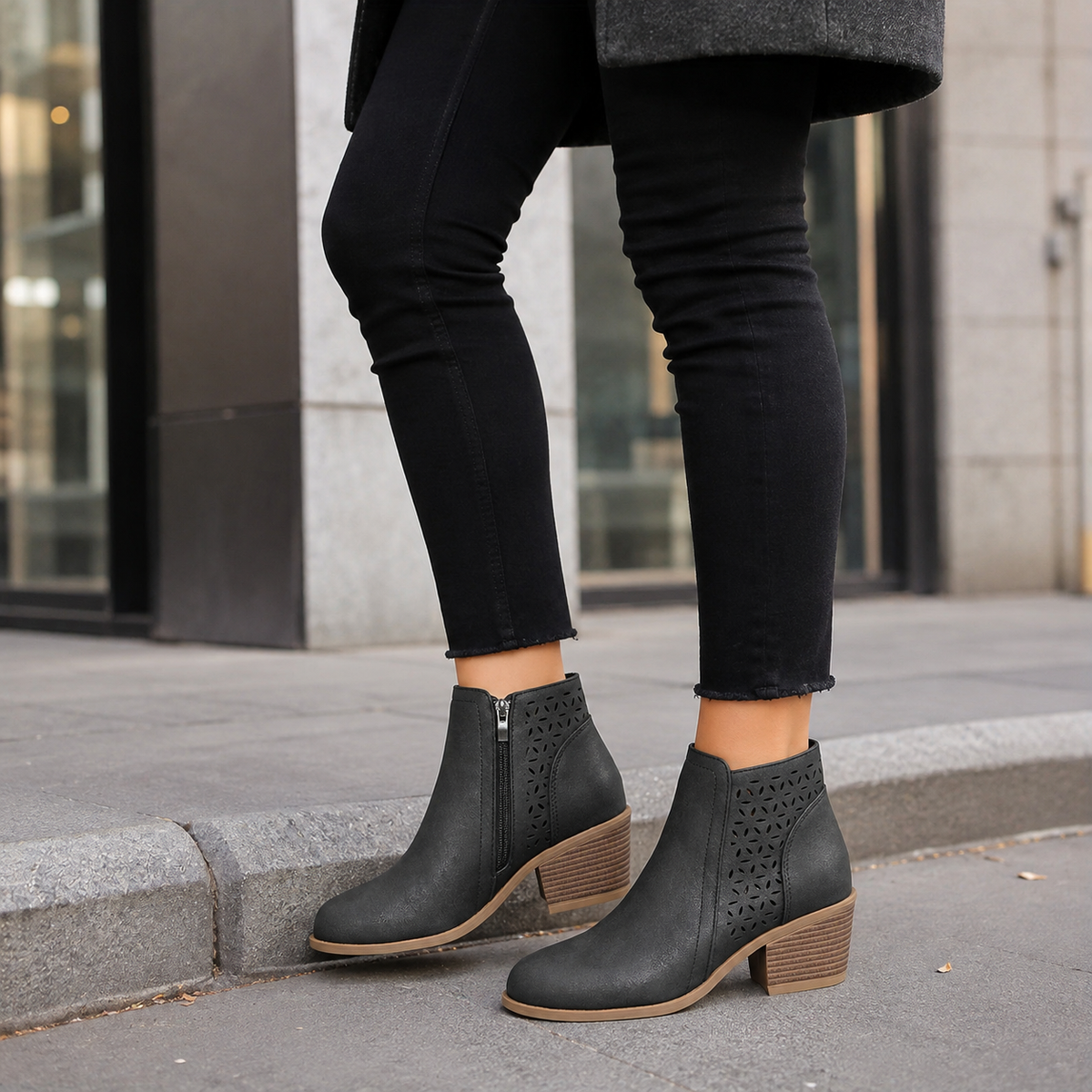 Women's Arch Support Cutout Boots, Breathable Laser Cut Booties