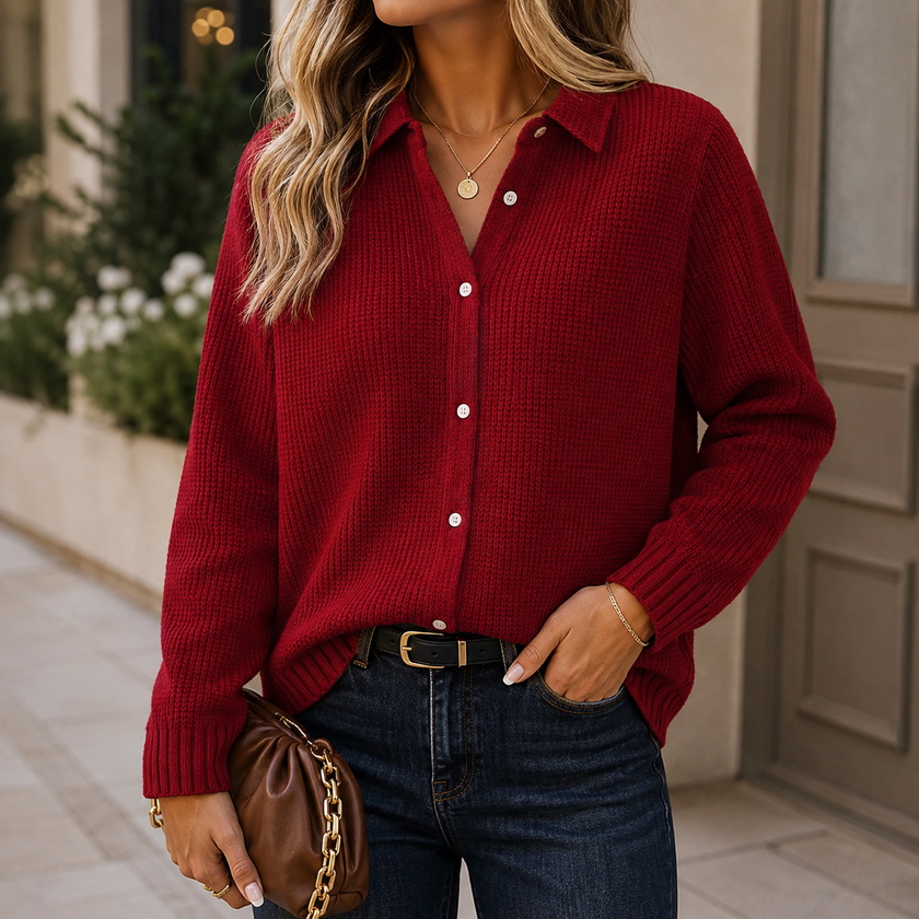 Women's Collared Cardigan, Button Up Polo Cardigan Sweater, S-3XL