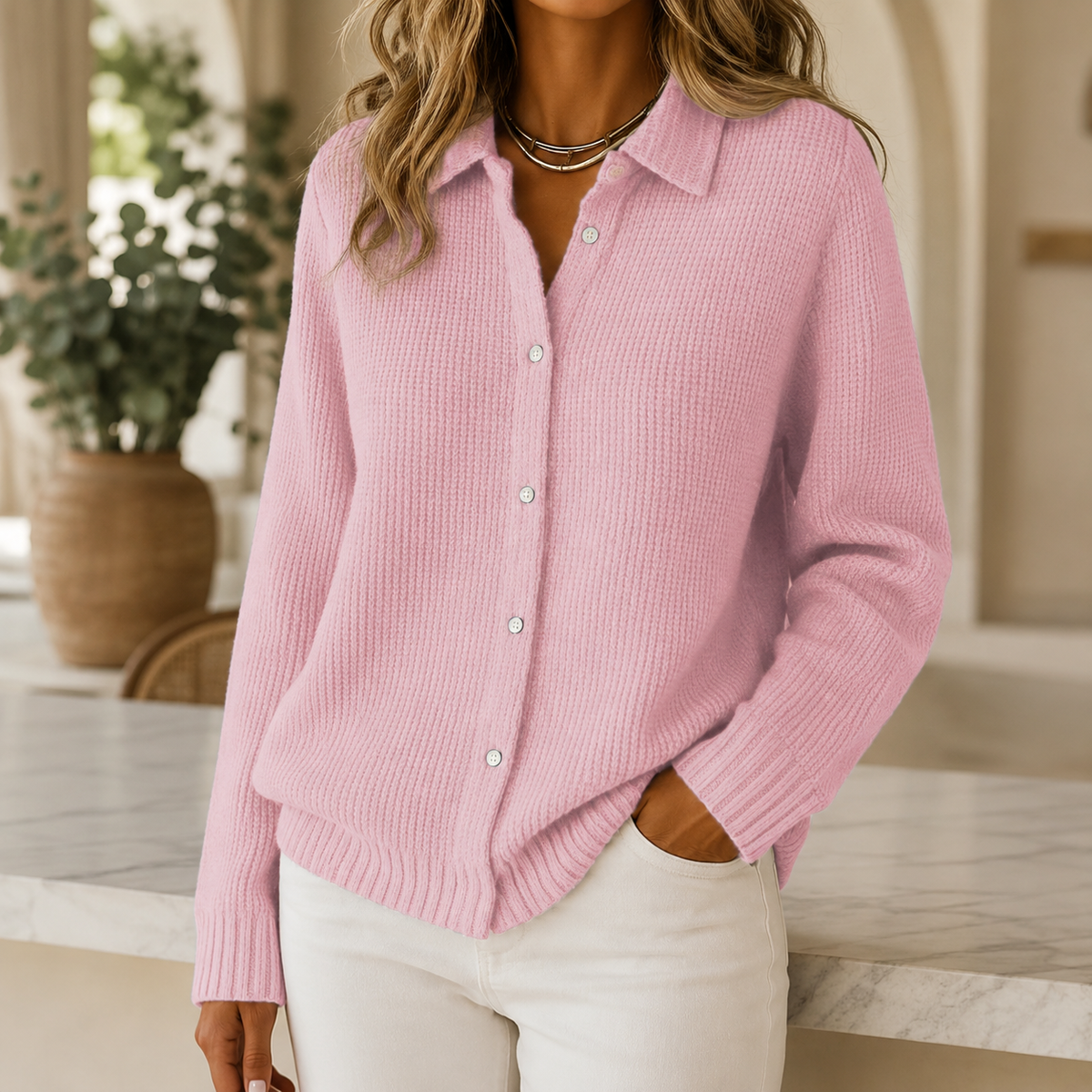Women's Collared Cardigan, Button Up Polo Cardigan Sweater, S-3XL