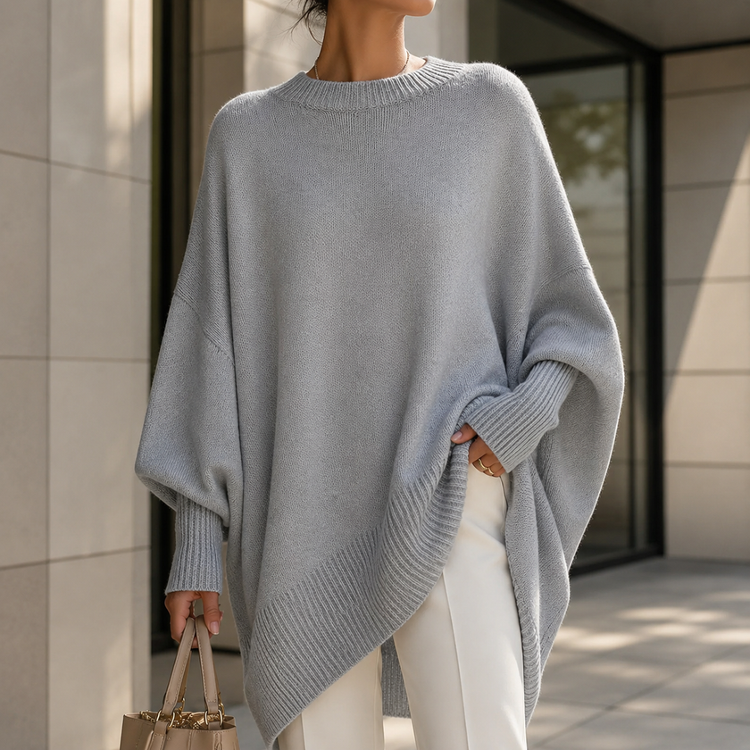 Women's Oversized Wool Blend Sweater, Drop Shoulder Pullover