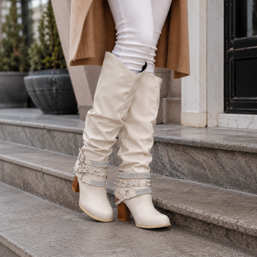 Women's Slouchy Knee High Boots, Block Heel Slouch Tall Boots