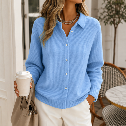 Long button front duster cardigan for women with pockets