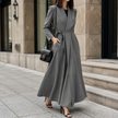 Women's Wrap Maxi Dress, Long Sleeve Belted Fall Maxi Dress
