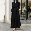 Women's Wrap Maxi Dress, Long Sleeve Belted Fall Maxi Dress