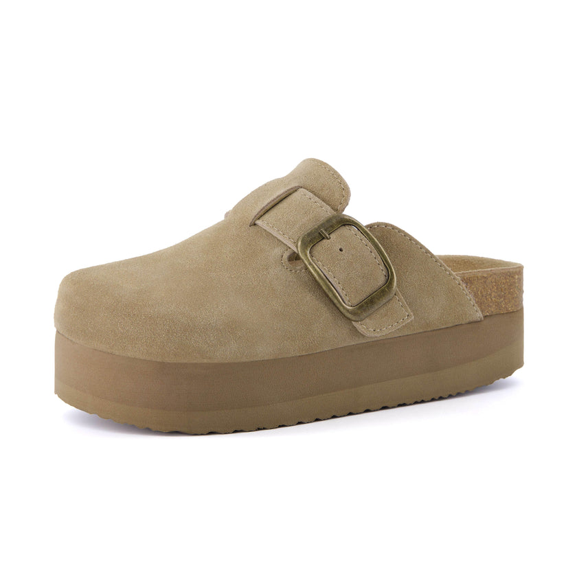 Women's Platform Clogs, Cork Footbed Slip-On Mules, Wide Width