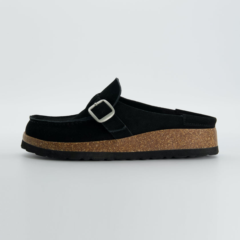 Black Clogs for Women, Slip-On Suede Clogs, Medium and Wide Width