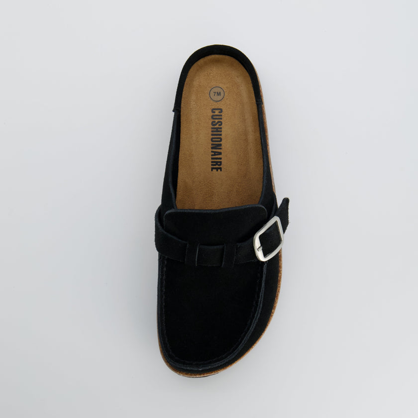 Black Clogs for Women, Slip-On Suede Clogs, Medium and Wide Width