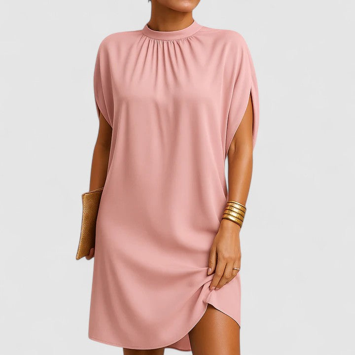 Women's Batwing Midi Dress, Mock Neck Loose Fit Split Sleeve Dress