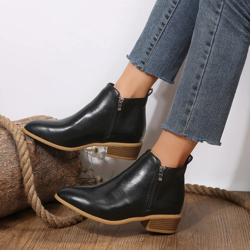 Women's Comfortable Ankle Boots, Arch Support Side Zip Booties