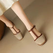Women's T Strap Heels, Vintage Square Toe Block Heel Pumps