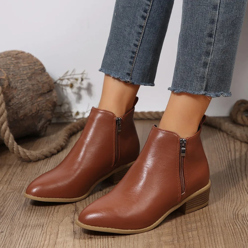 Women's Comfortable Ankle Boots, Arch Support Side Zip Booties