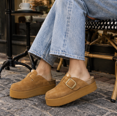 Women's Platform Clogs, Cork Footbed Slip-On Mules, Wide Width