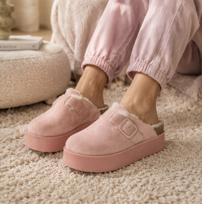 Women's Platform Clogs, Cork Footbed Slip-On Mules, Wide Width