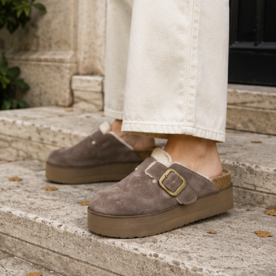 Women's Platform Clogs, Cork Footbed Slip-On Mules, Wide Width
