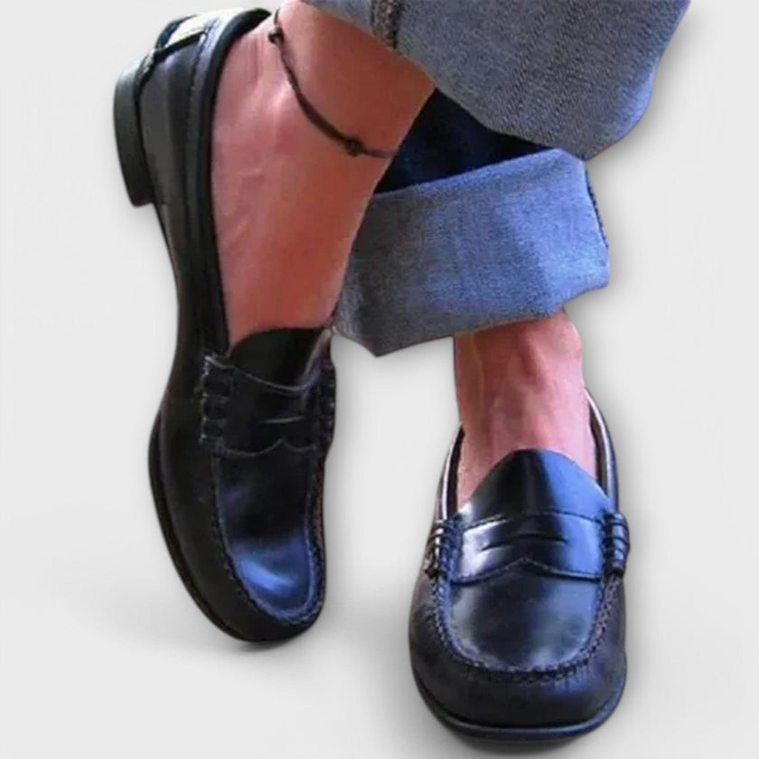 Women's Black Loafers, Classic Slip-On Flat Loafers, Black Brown or Khaki