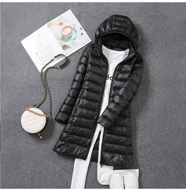 Long puffer coat for women in Black