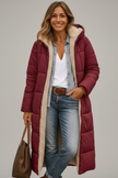 Long coat for women in Burgundy