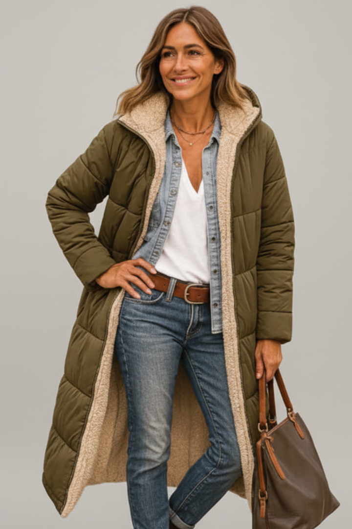 Long coat for women in Army Green