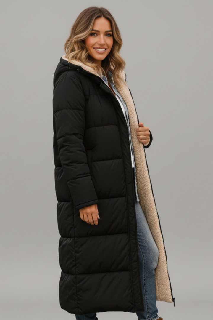 Long coat for women, quilted coat styled