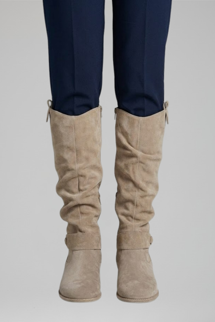 Knee high boots for women in Beige