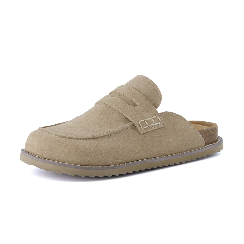 Suede Clogs for Women, Loafer Clog Mules with Cork Sole, Wide Width