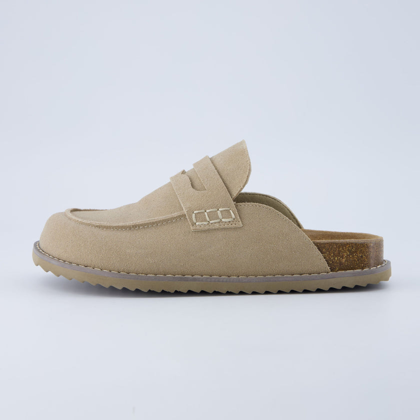Suede Clogs for Women, Loafer Clog Mules with Cork Sole, Wide Width