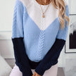 Women's Colorblock Sweater, Relaxed Crew Neck Two Tone Pullover