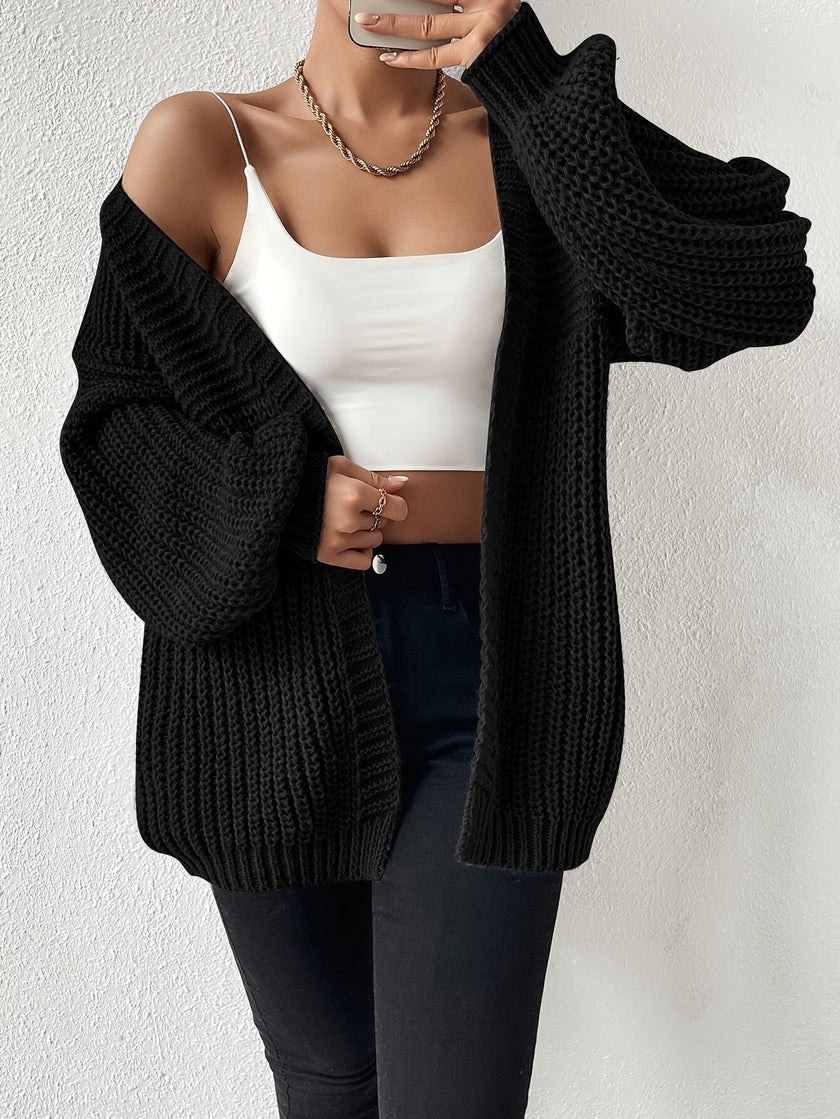 Women's Chunky Knit Cardigan, Open Front Oversized Cardigan Sweater