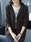 Women's Zip Up Cardigan, Lightweight Knit Hoodie with Pockets