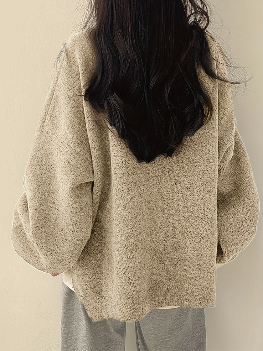 Women's Drop Shoulder Pullover Sweater, Relaxed Crew Neck Knit