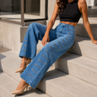 Women's Baggy Jeans, Y2K Distressed Wide Leg Denim, High Waisted