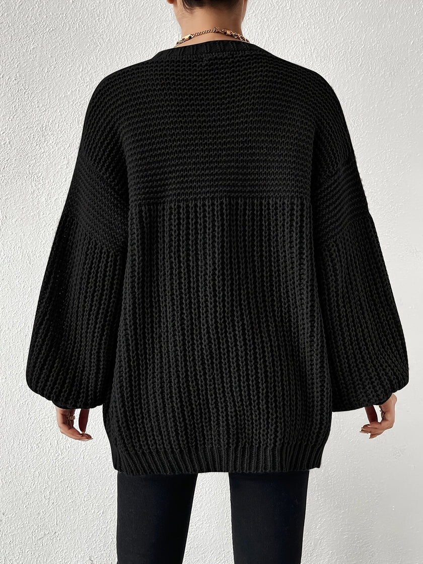 Women's Chunky Knit Cardigan, Open Front Oversized Cardigan Sweater