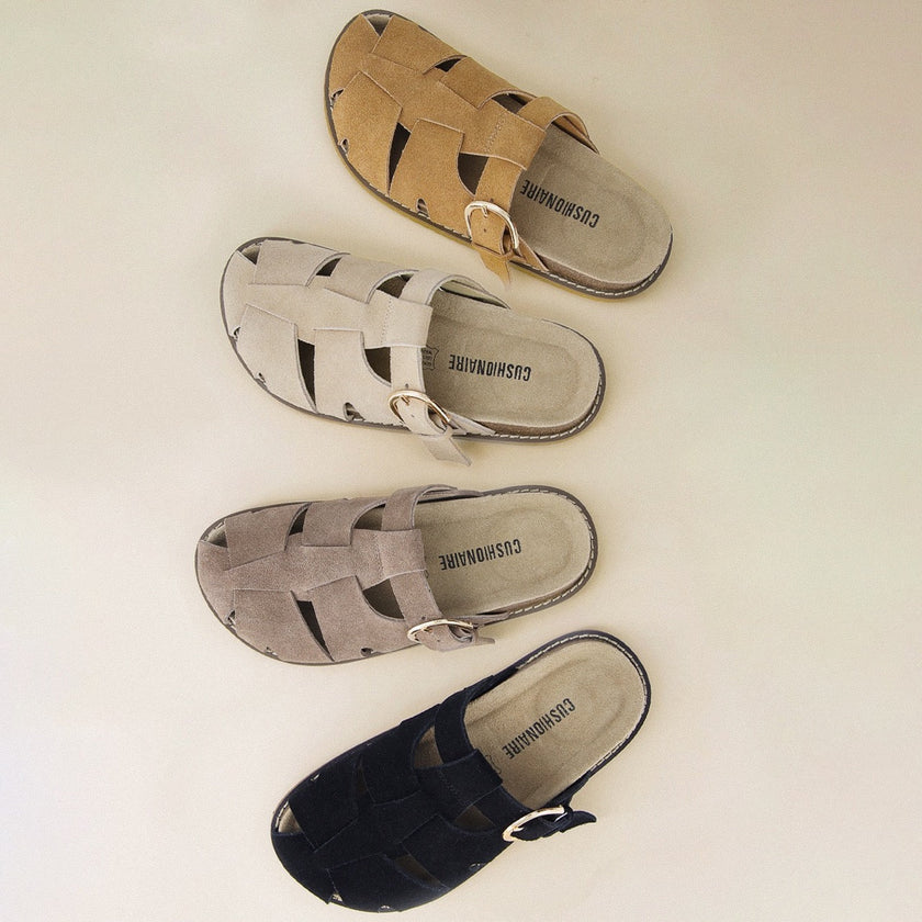 Clogs with Strap for Women, Suede Buckle Clogs, Medium and Wide Width