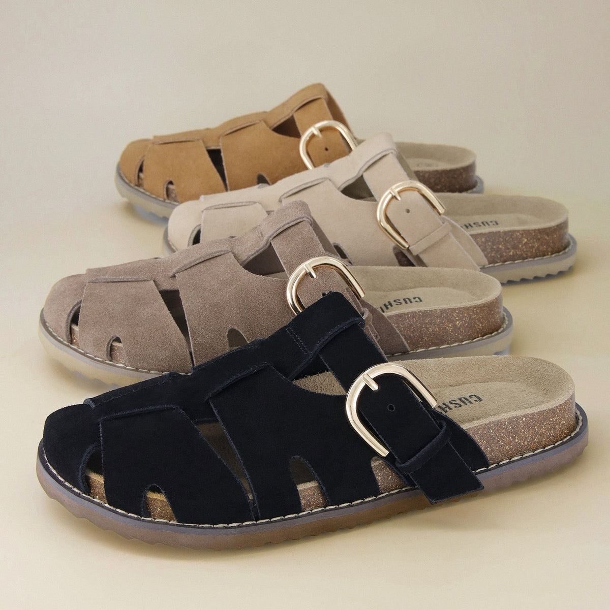 Clogs with Strap for Women, Suede Buckle Clogs, Medium and Wide Width