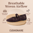 Women's Mary Jane Flats, Comfortable Woven Memory Foam Flats, Wide Width 6-11
