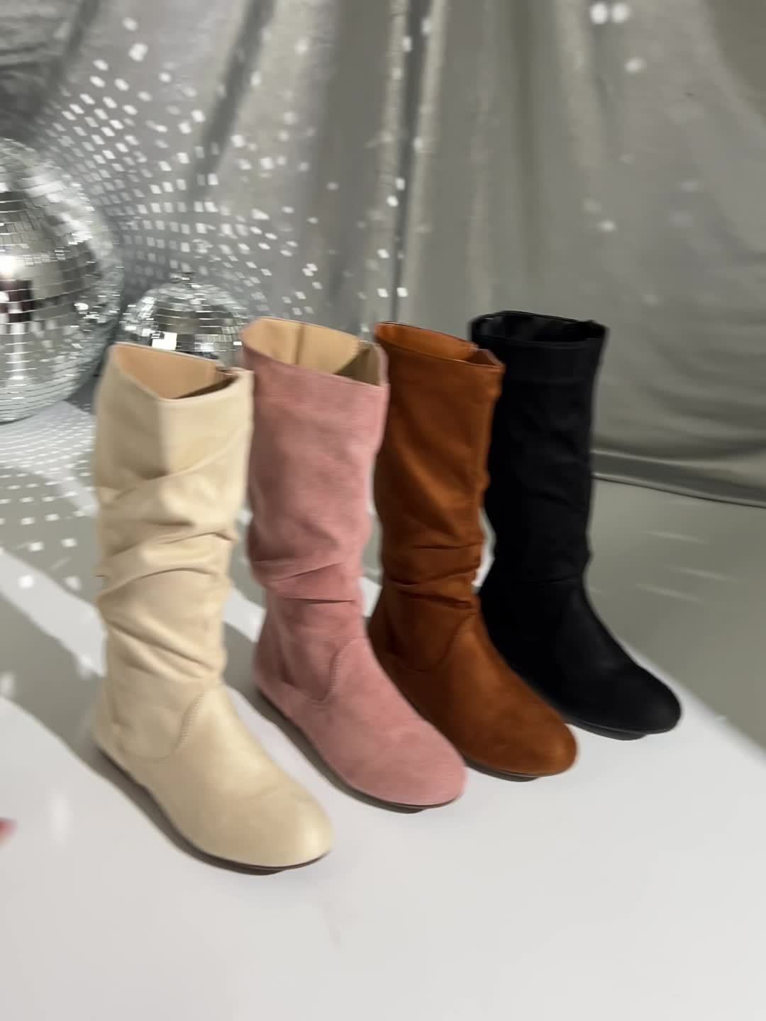 Slouchy mid calf boots for women, low heel, view 14