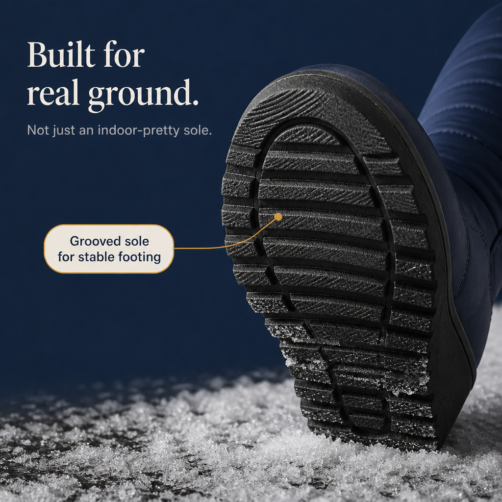 Slip on snow boots, detail view