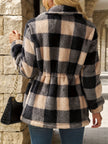 Women's Hooded Fleece Jacket, Plush Plaid Zip Up with Pockets