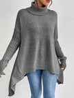 Women's Relaxed Turtleneck Sweater, Long High Neck Knit Pullover