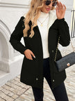 Women's Hooded Fall Jacket, Lined Zip Up with Drawstring Waist