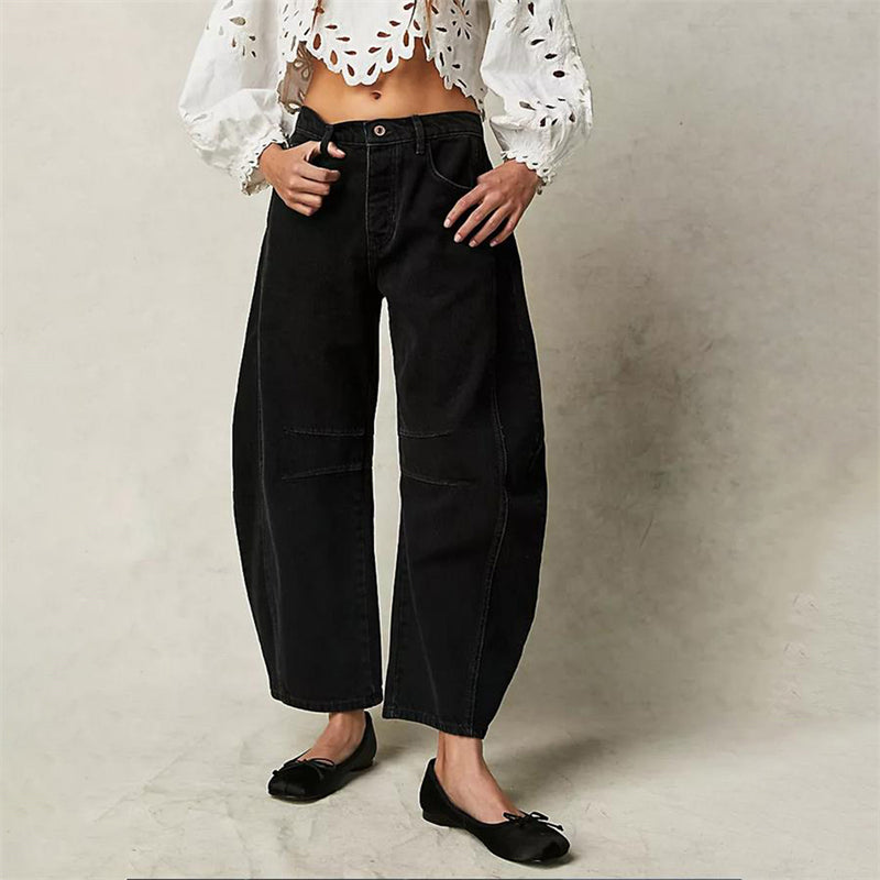 Women's Barrel Leg Jeans, High Waist Relaxed Curve Denim
