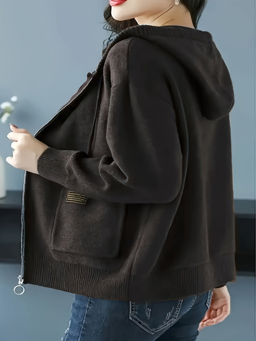 Women's Zip Up Cardigan, Lightweight Knit Hoodie with Pockets
