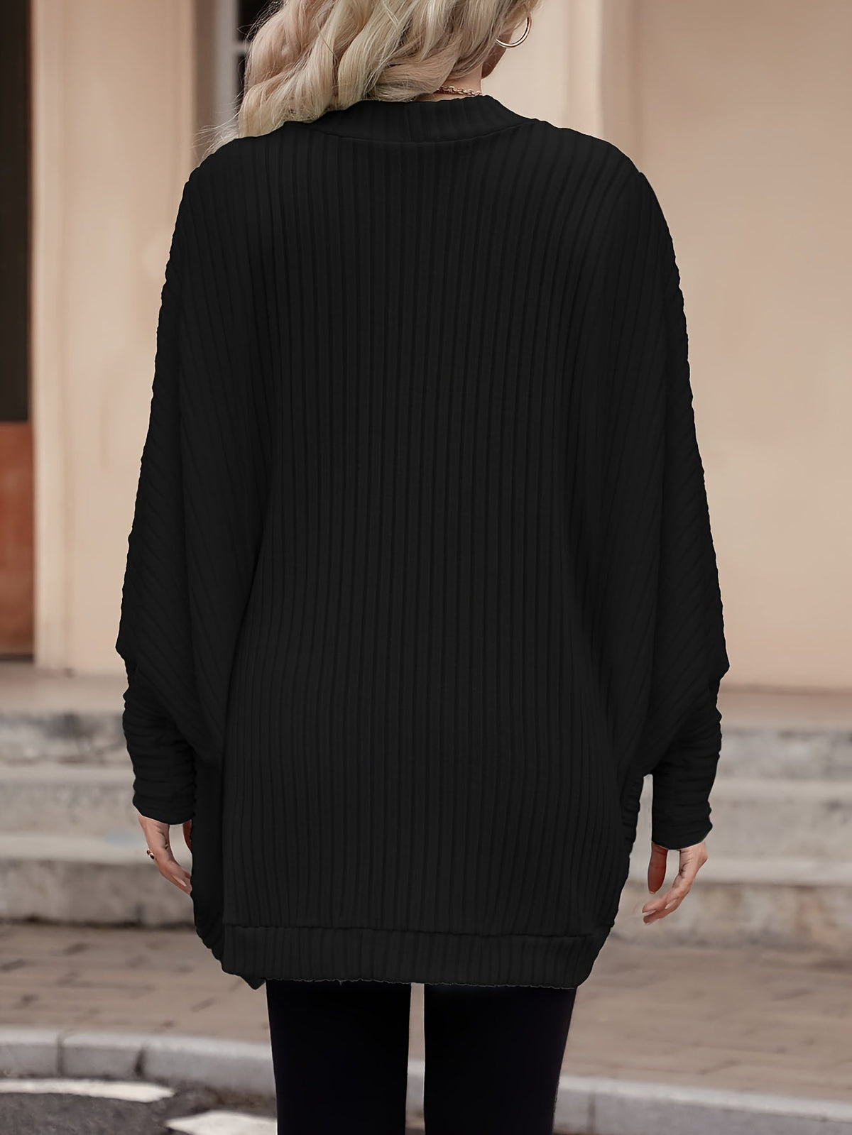 Women's Open Front Cardigan Sweater, Ribbed Knit Long Sleeve