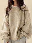 Women's Drop Shoulder Pullover Sweater, Relaxed Crew Neck Knit