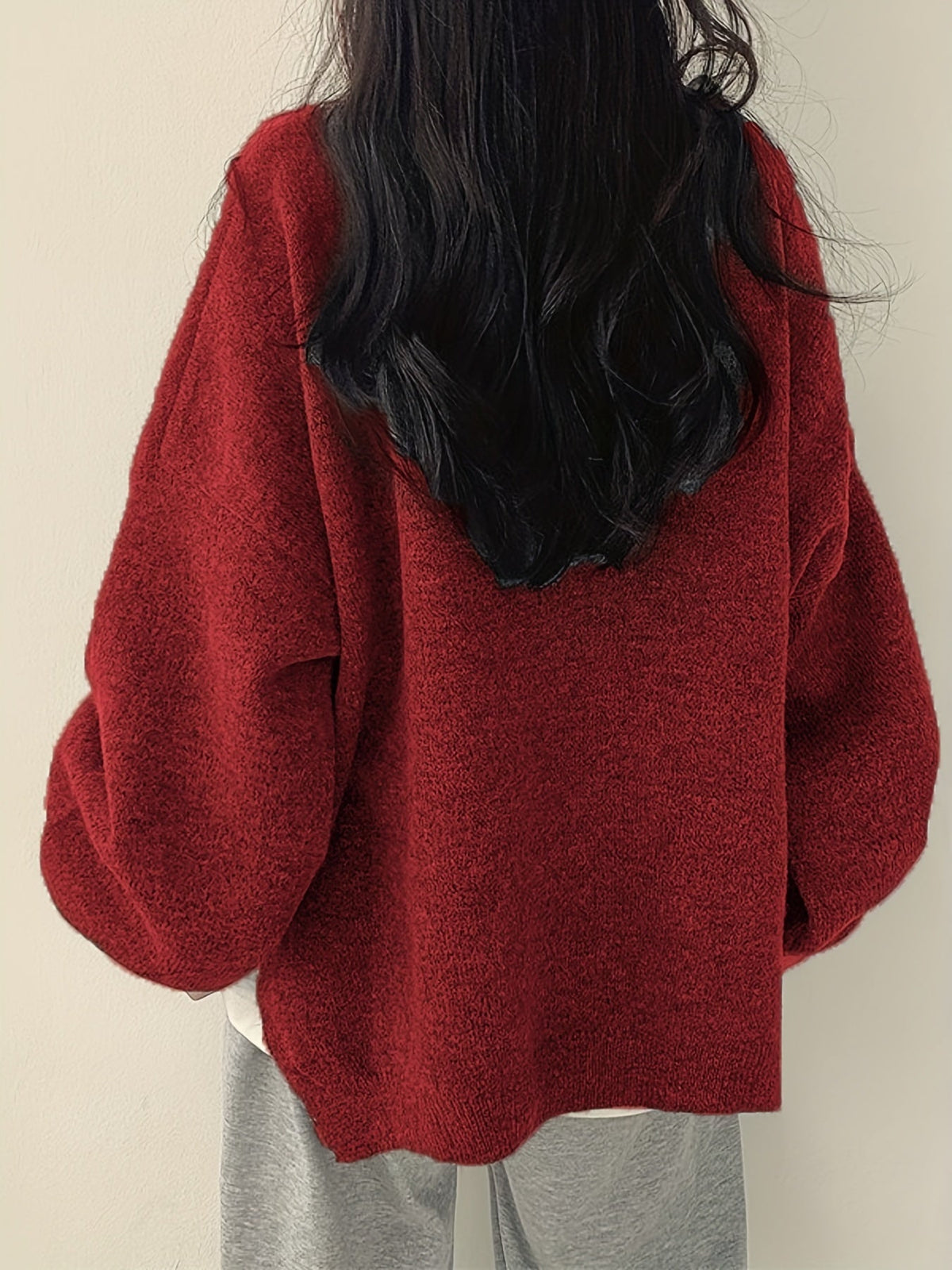 Women's Drop Shoulder Pullover Sweater, Relaxed Crew Neck Knit