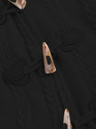 Women's Long Winter Coat with Faux Fur Hood, Toggle Front, Black