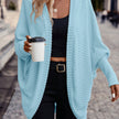 Women's Open Front Cardigan Sweater, Ribbed Knit Long Sleeve