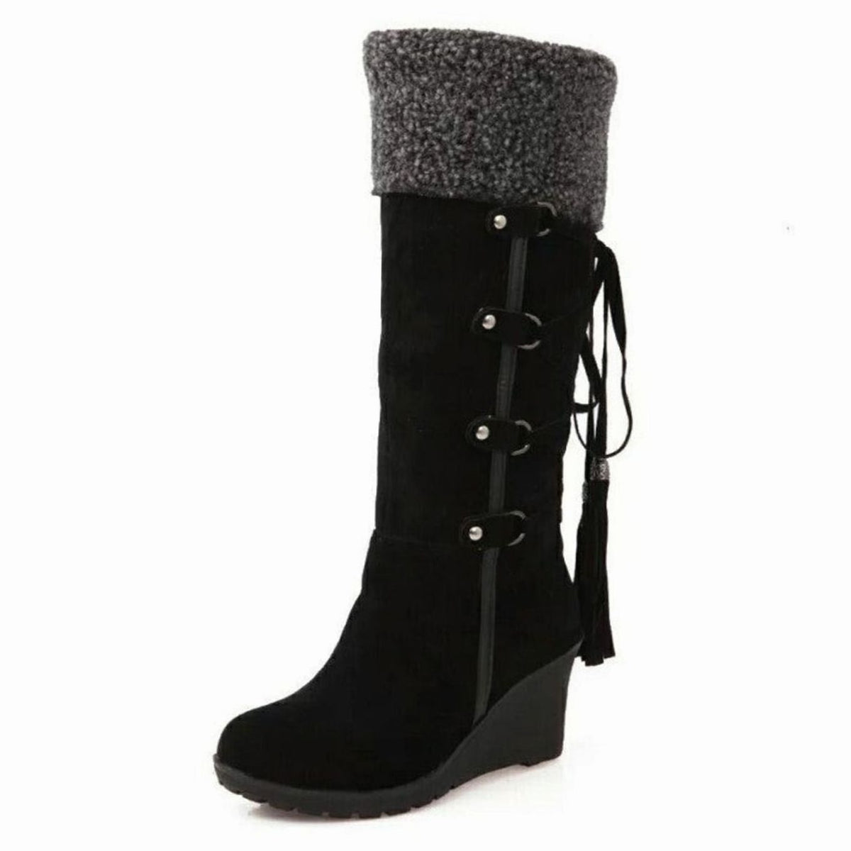 Wedge boots for women in Black